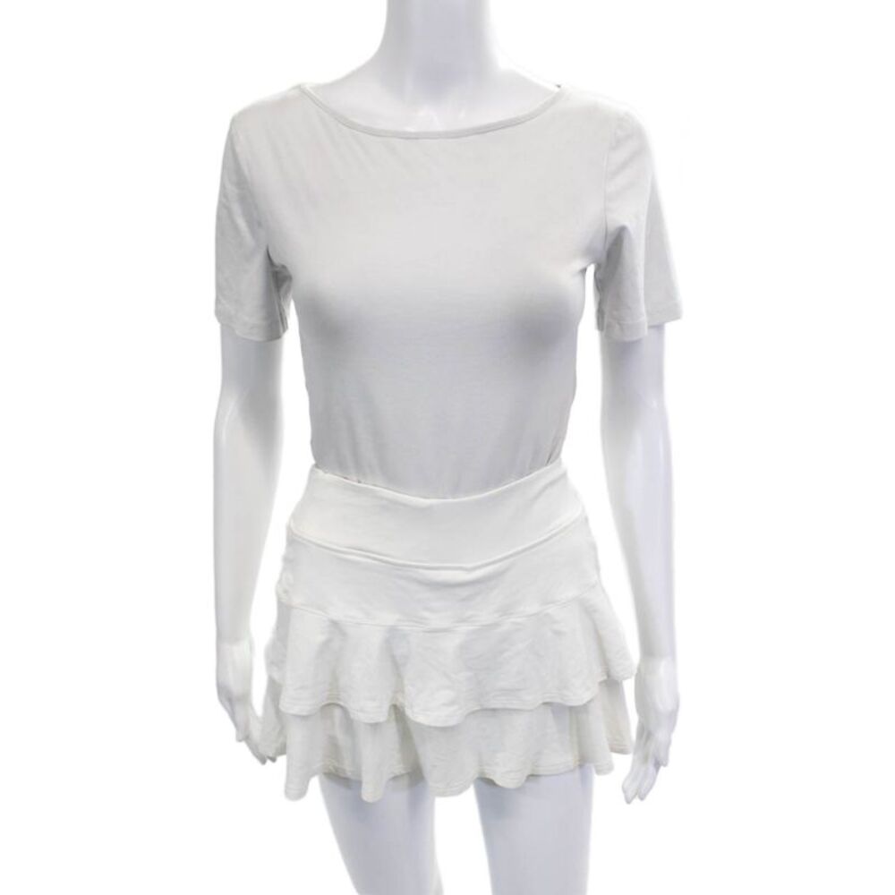 Lija Women Mini Skater Skort White Nylon Blend Size S